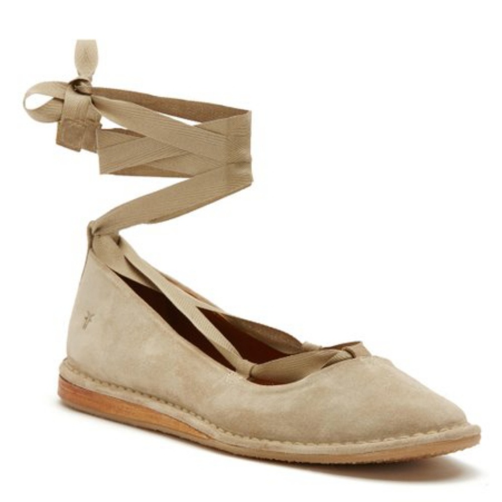 NEW Frye Helena ankle tie suede leather ballet flats (8)